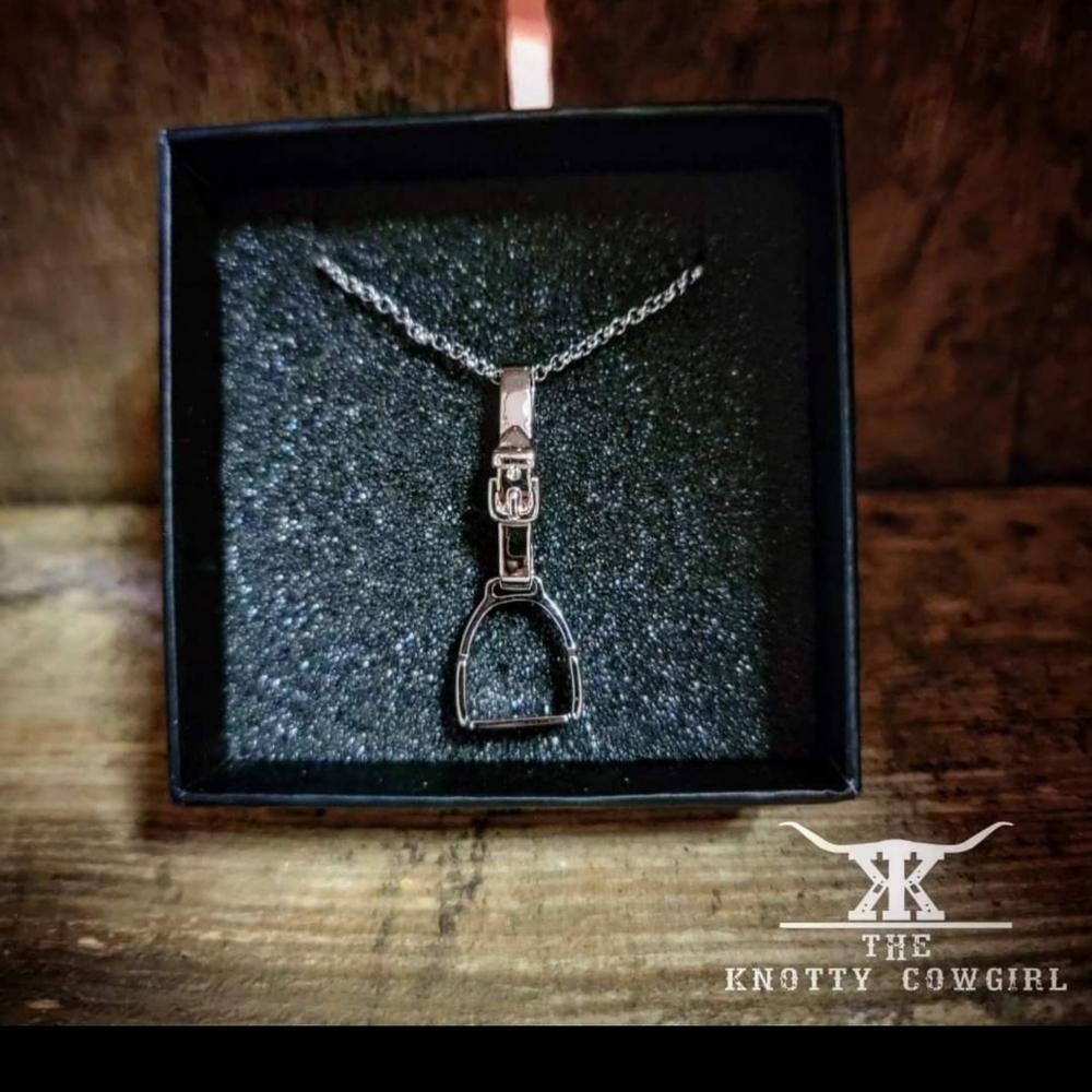English Stirrup Silver Necklace